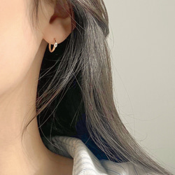 14K金 ゴールド 楕円形ストーンベゼル ヘリックス トラガス メンズ レディース フープ ピアス リング イヤリン 6枚目の画像