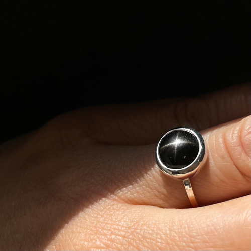 ☆十字スターの輝き☆ブラックスターダイオプサイトリング サイズ10号