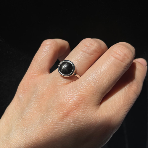 ☆十字スターの輝き☆ブラックスターダイオプサイトリング サイズ10号