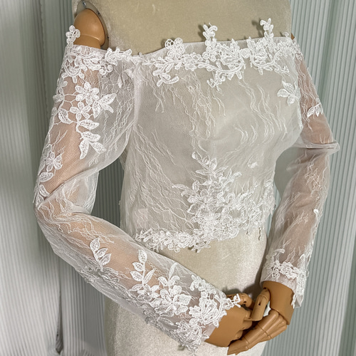 送料無料！ボレロ オフショルダー ロングスリーブ ビスチェボレロ 花嫁  