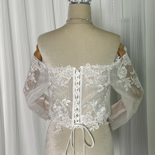 送料無料！ボレロ オフショルダー ロングスリーブ ビスチェボレロ 花嫁  