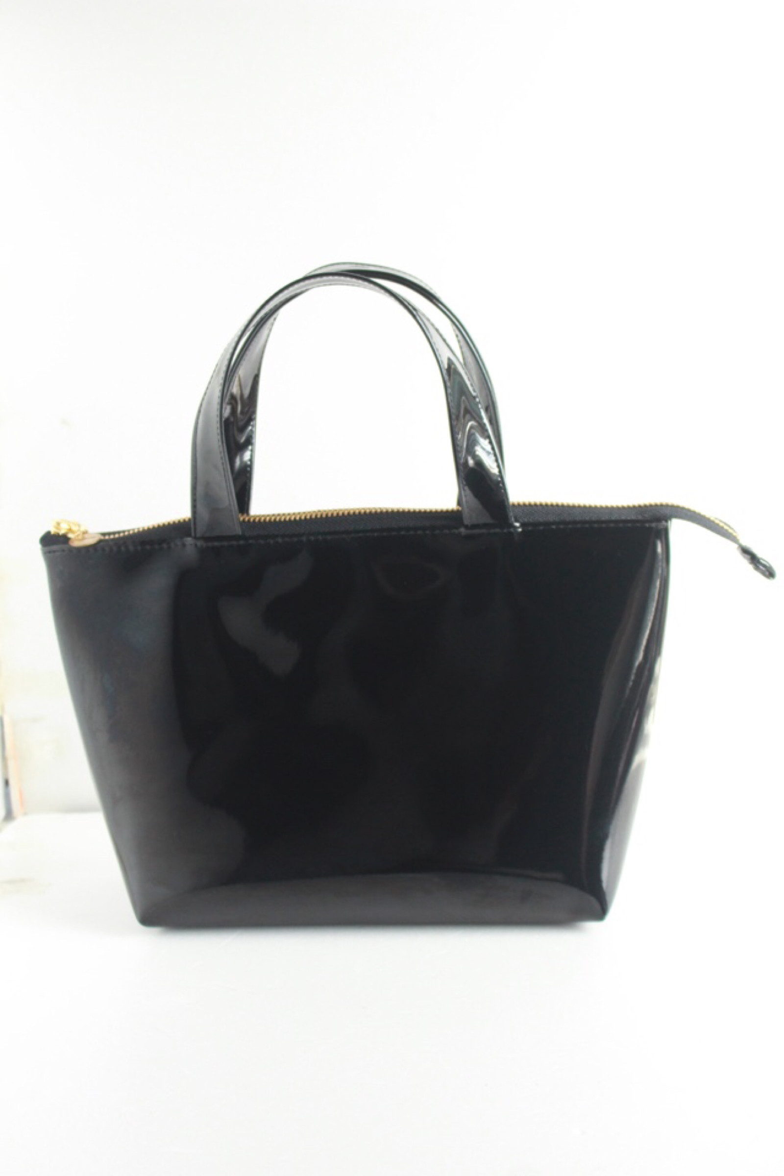 エナメル トートバッグ S ブラック