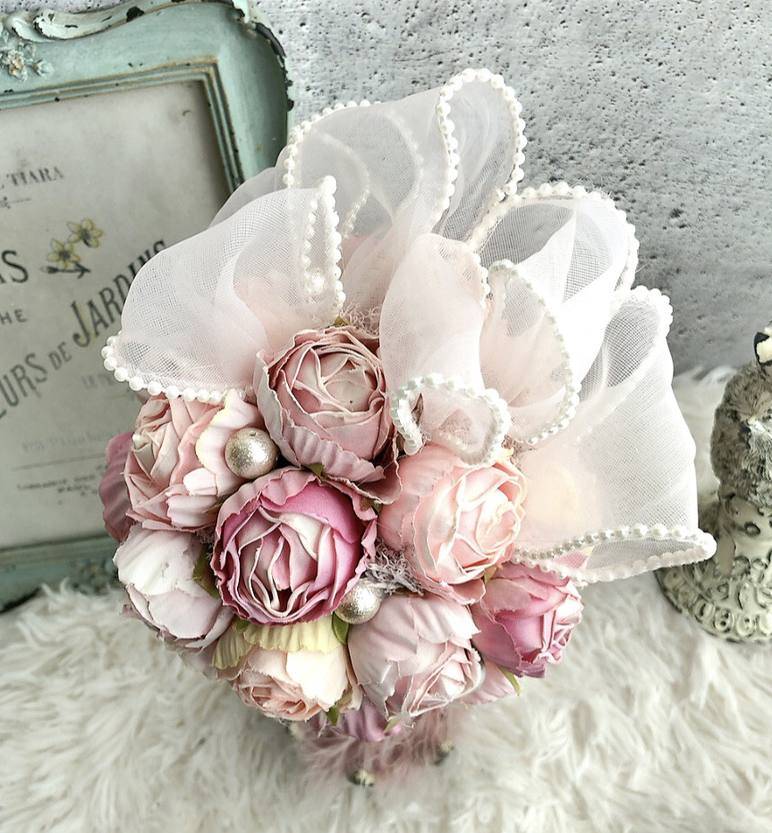 アンティーク、ロココ調/コロコロローズが可愛い/プリンセスローズトピアリー/公触媒加工/1点物