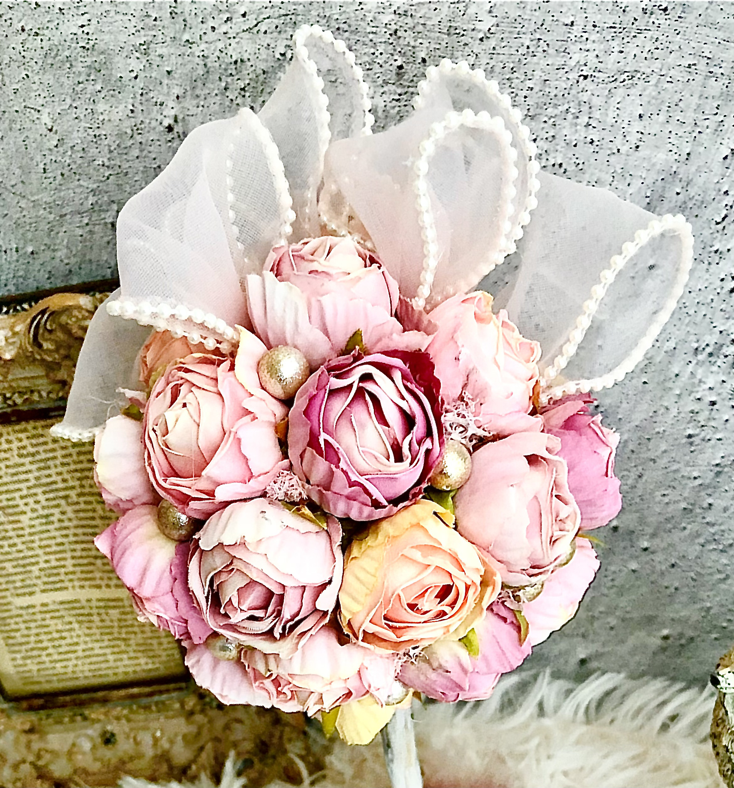 アンティーク、ロココ調/コロコロローズが可愛い/プリンセスローズトピアリー/公触媒加工/1点物