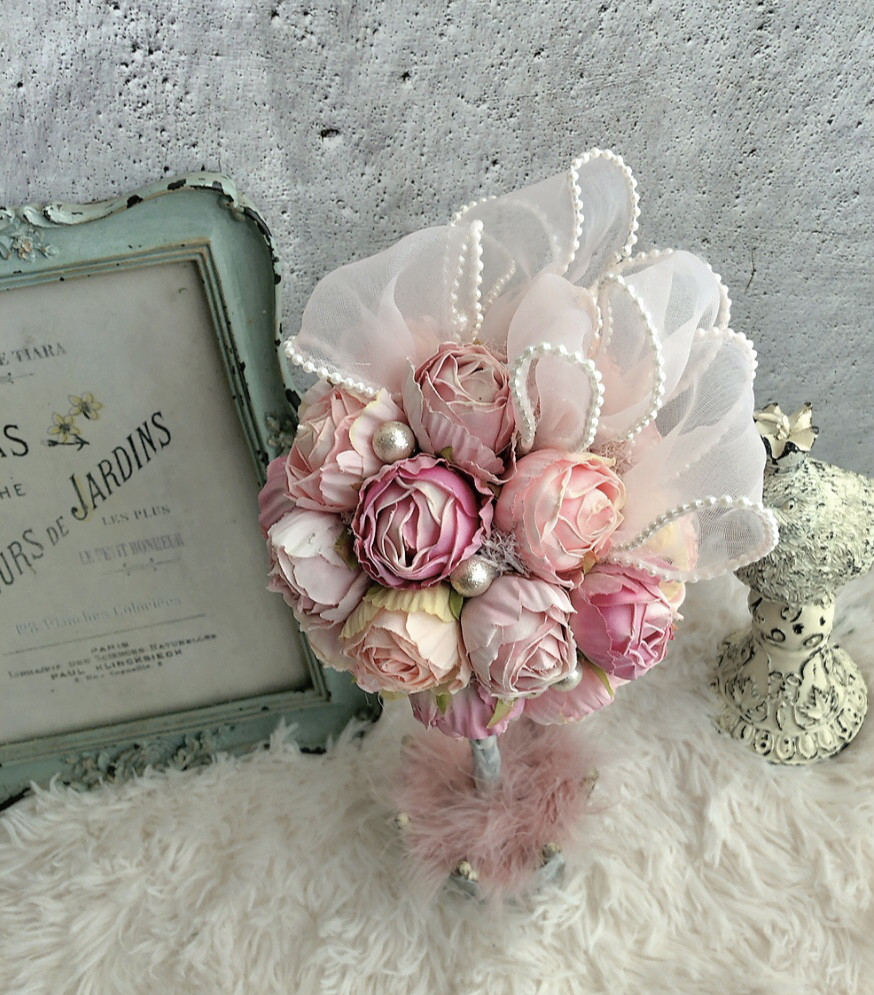 アンティーク、ロココ調/コロコロローズが可愛い/プリンセスローズトピアリー/公触媒加工/1点物