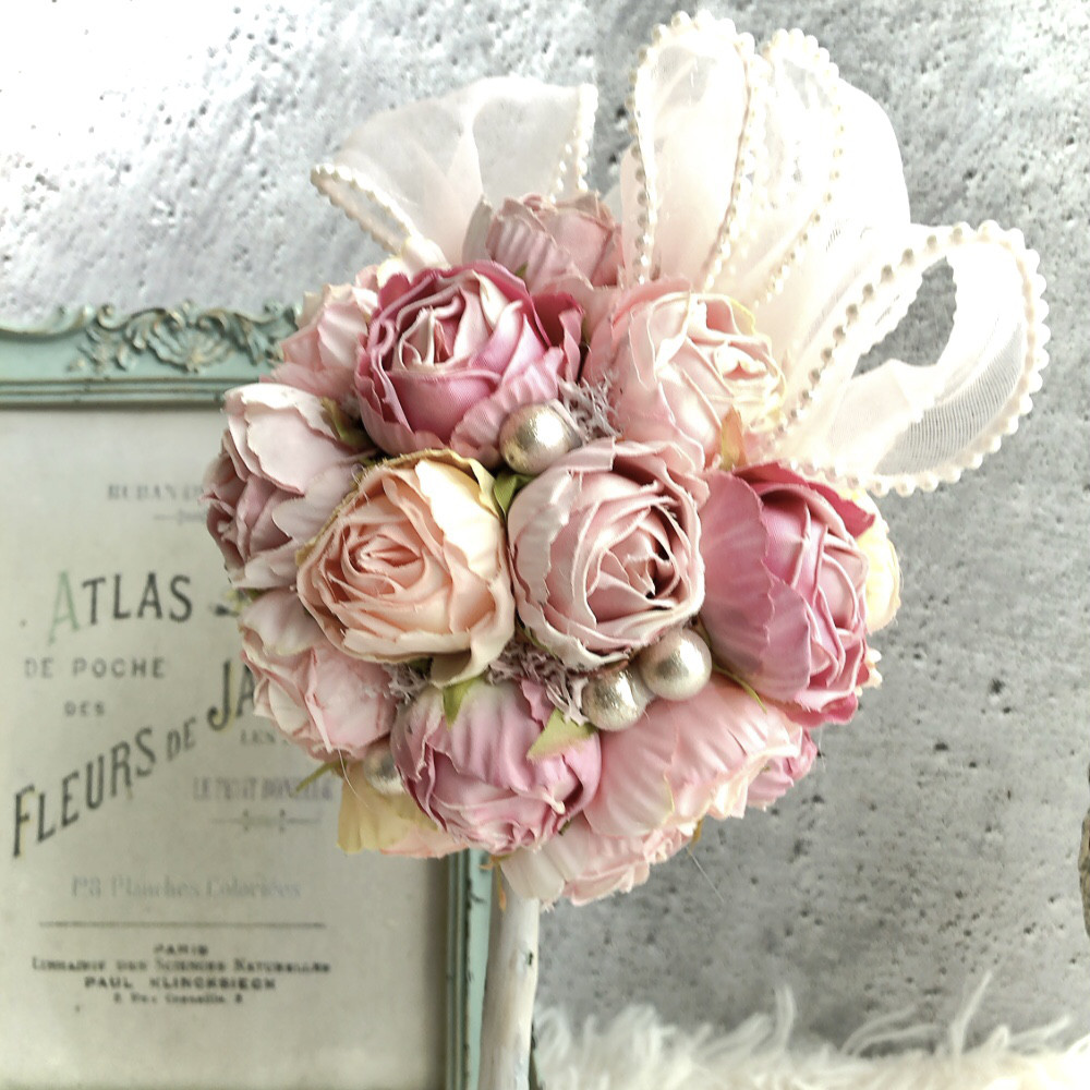 アンティーク、ロココ調/コロコロローズが可愛い/プリンセスローズトピアリー/公触媒加工/1点物