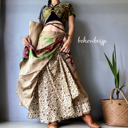 オールドサリー シルク リメイク 巻きスカート ロング丈 05 ロング