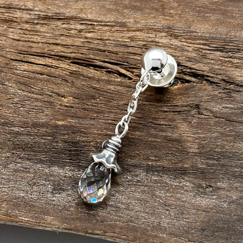 ランプ メンズ ドロップピアス クリア/シルバー925 片耳 ランプ メンズ ドロップピアス クリア/シルバー925 片耳