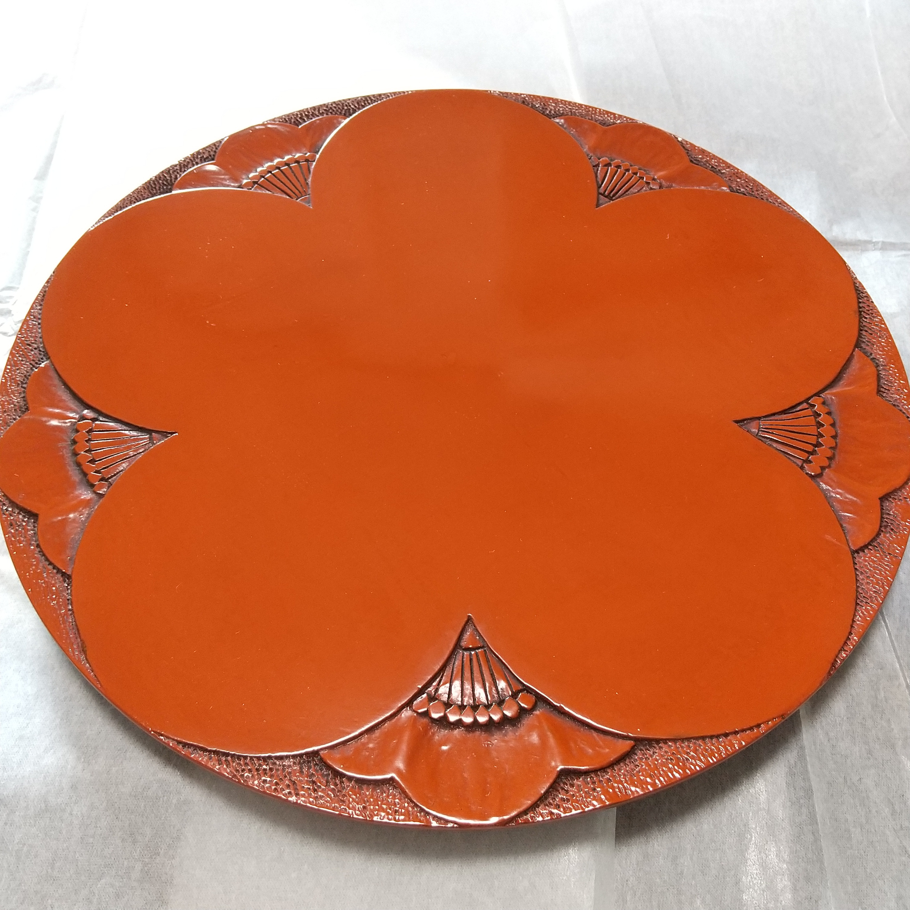 木製 お皿 プレート 梅の花 木彫  漆塗