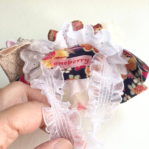 和装リボンチョーカー《オレンジ》 犬用猫用アクセサリー 年賀状写真