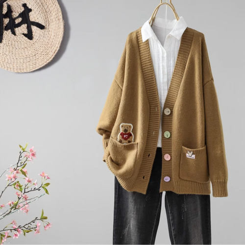 「わんこ 」y's 厚手ニット　カーディガン わんこ 」y's 厚手ニット カーディガン ワイズ Y'sダブルデザイン