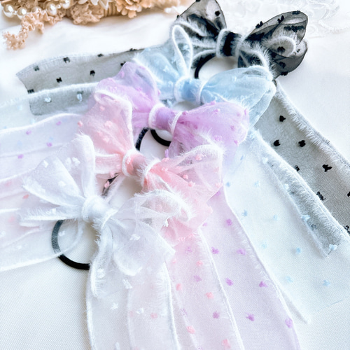 確認　たらりんヘアリボン ヘアゴム 華やかロングリボン　1018　うさぎ　ファー 確認 たらりんヘアリボン ヘアゴム 華やかロングリボン 1018