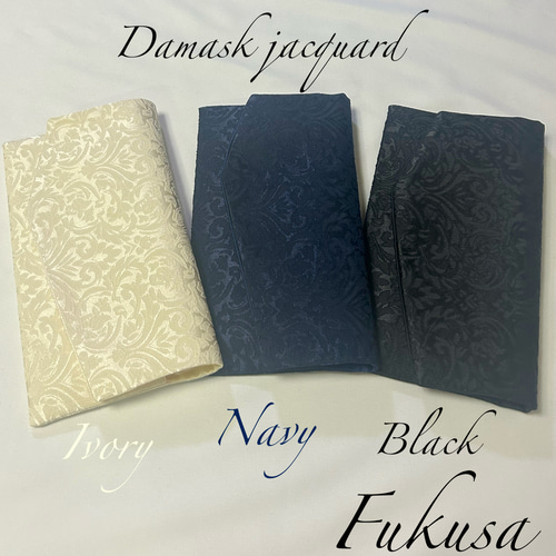 ダマスク柄ジャガード織のサブバッグと袱紗のセット（冠婚葬祭・和装
