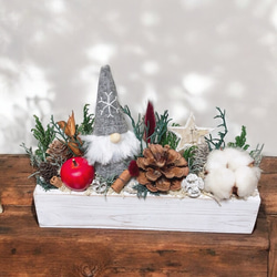 サンタさんのクリスマスアレンジ グレー クリスマス ウッドボックス