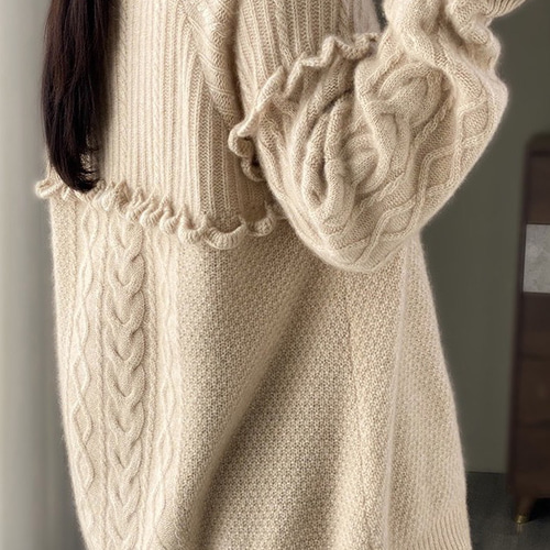 手編みカシミヤセーターベージュ