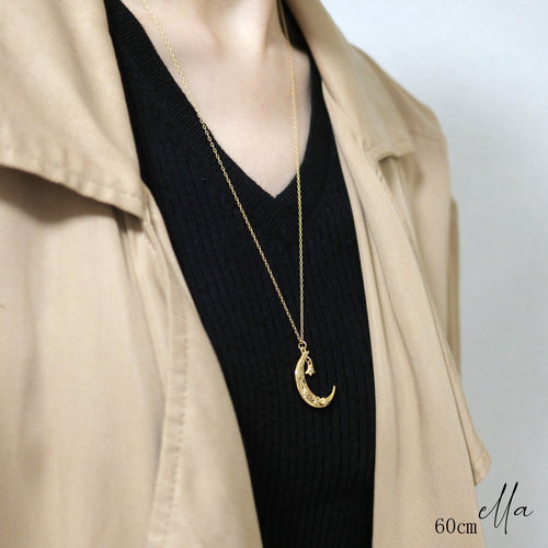 美品 ★CELINE★ ロングネックレス ムーンスター 月 星 刻印 ゴールド 0011g.jpg