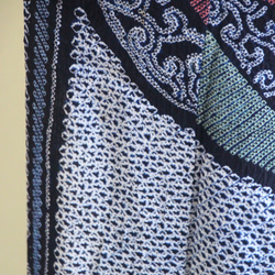 ◆アウトレット◆現代 有松鳴海絞　浴衣◇【濃紺他】縦縞とオリエンタルな琵琶の調べが耽美　スモールサイズ裄66ｃｍ　木綿 11枚目の画像