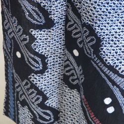 ◆アウトレット◆現代 有松鳴海絞　浴衣◇【濃紺他】縦縞とオリエンタルな琵琶の調べが耽美　スモールサイズ裄66ｃｍ　木綿 9枚目の画像