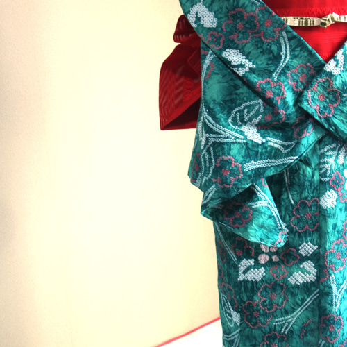 希少❗️トールサイズ身幅大❗️椿の花❗️新品美品❗️有松鳴海絞り浴衣 mist camellia＊ツバキ 椿 紫 ぼかし パープル 有松鳴海絞り浴衣