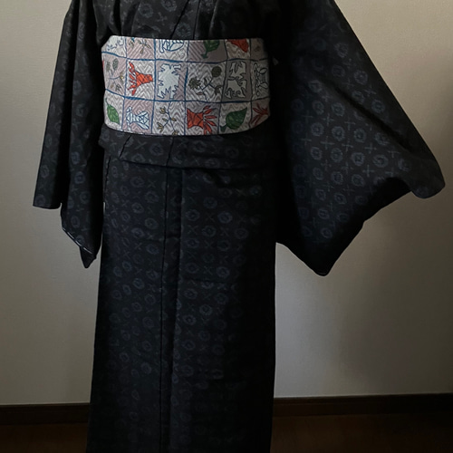 楽天市場】【新古品】 真綿紬 着物 正絹 袷 紬 薄茶色 淡鶯色 横