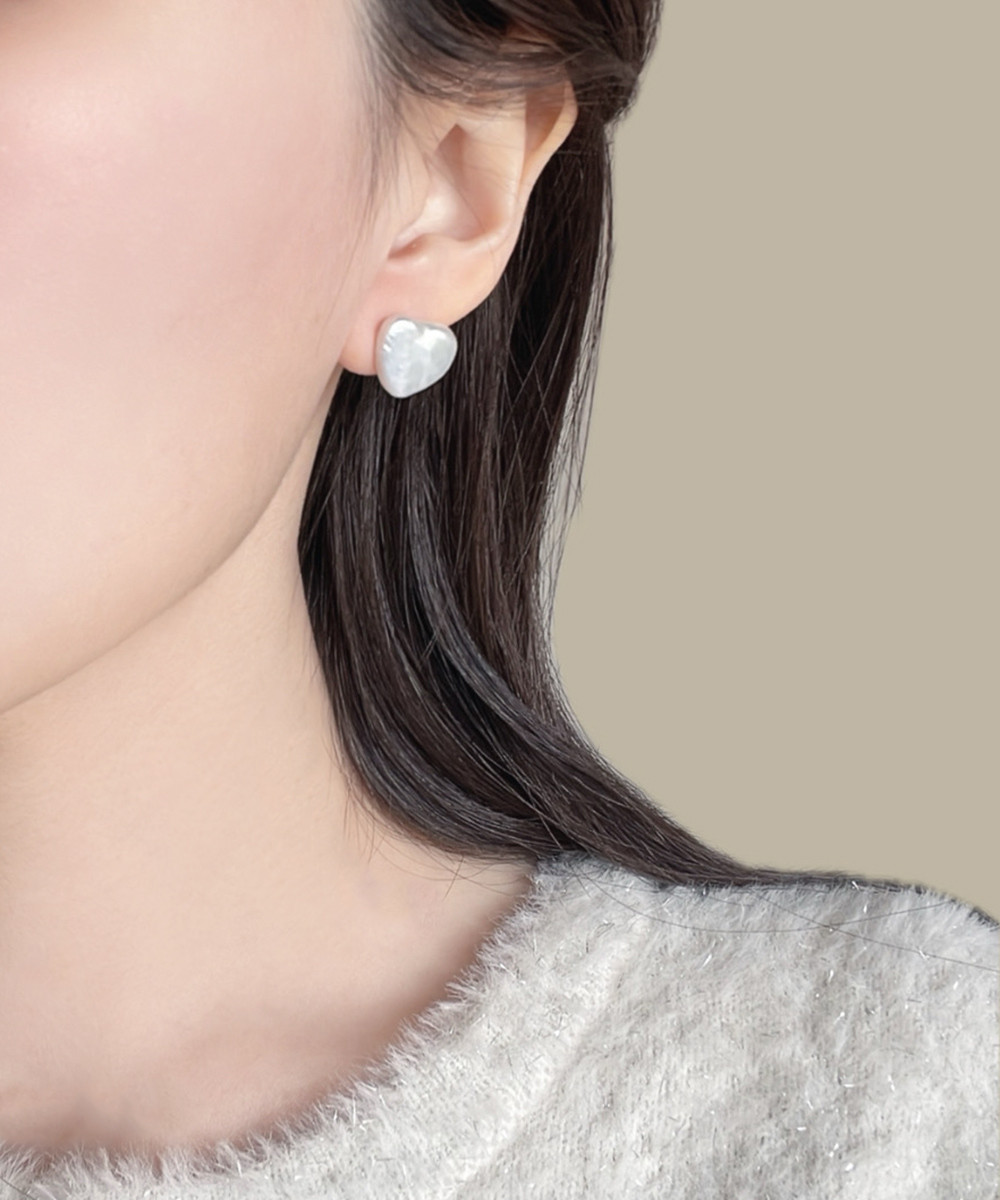【数量限定】heart pearl pierce 316L ハート 淡水パール サージカルステンレス 一粒 ピアス