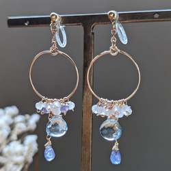 タンザナイト デザインチェーン ノンホールピアス イヤリング