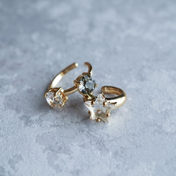 2点セットでお得♪（単品もOK）星のイヤーカフ×コンビイヤーカフ（ゴールドカラー） 1枚目の画像