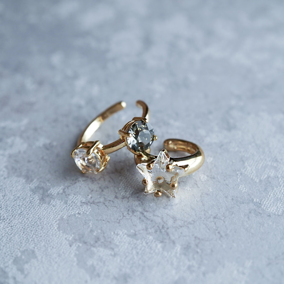 2点セットでお得♪（単品もOK）星のイヤーカフ×コンビイヤーカフ（ゴールドカラー） 1枚目の画像