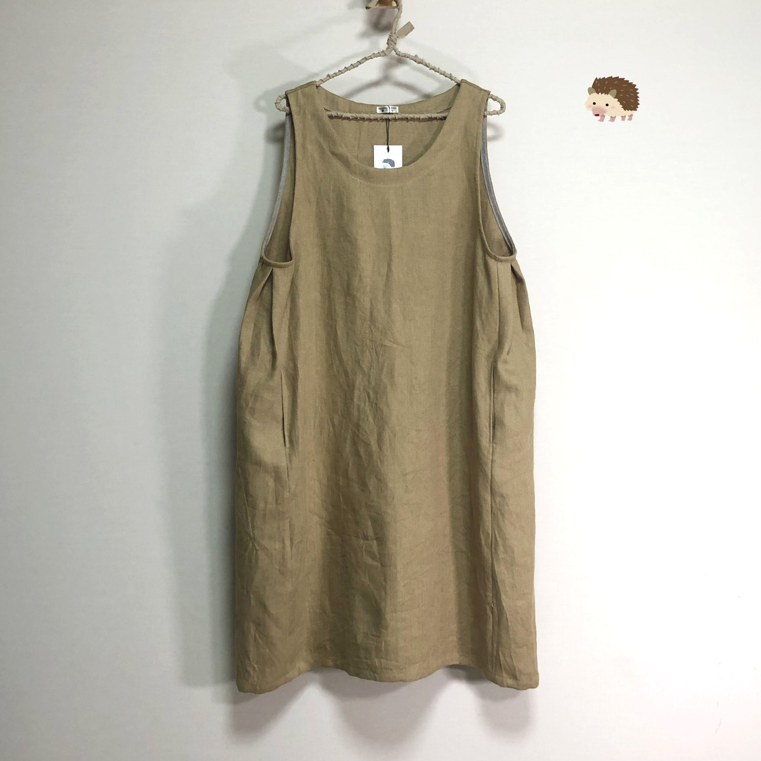 厚手リネン】◆ワイドジャンスカ◆マスタード◆ウィンターリネン（15番手・リネン100％）◆フリーサイズ