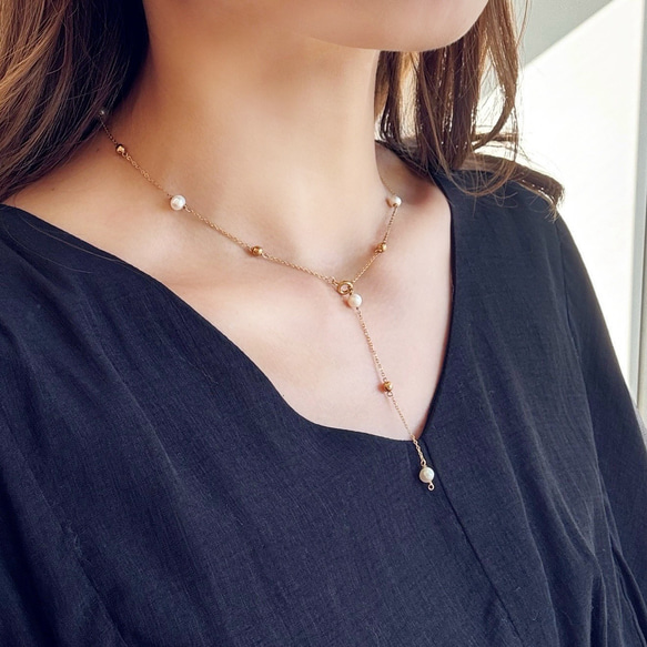 SV淡水パールロングネックレス　未使用 anq.】SV925・パール ロングネックレス 淡水パール | KU