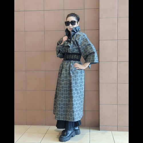 大島紬リメイクコート/奄美龍郷風 大島紬コート コート