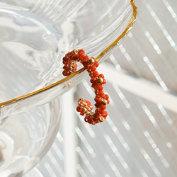ジグザグフラワーのビーズブレスレット クリアオレンジ ブレスレット