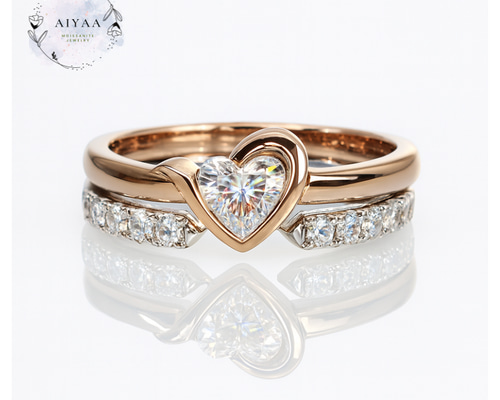 3ct / 最高級モアサナイト/ ハートシェイプリング Creema限定】モアサナイト モアッサナイト ハーフエタニティ