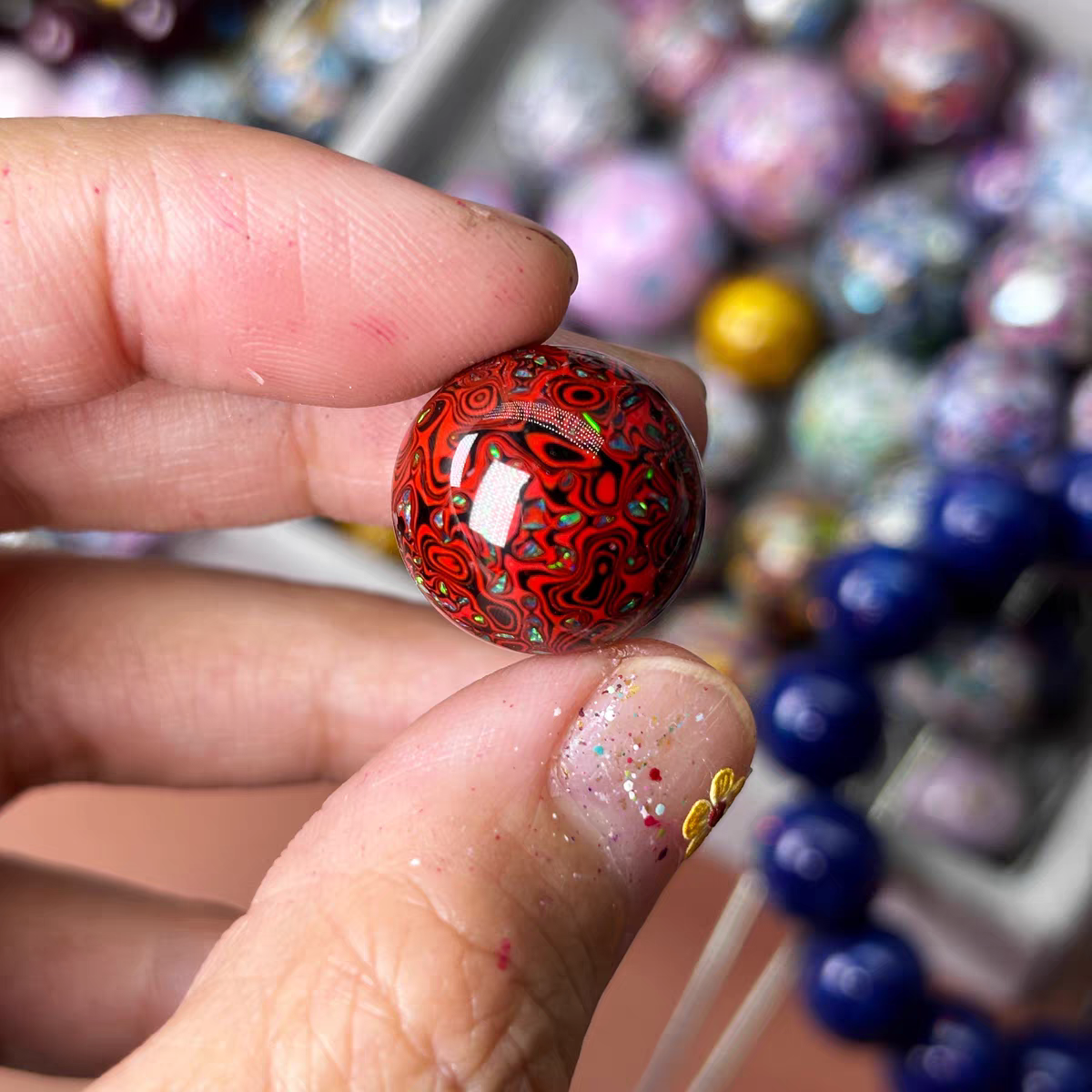 ハンドメイド ブレスレット バングル 漆器 漆塗り リストバンド 古代の技術 紫檀 螺鈿 オパール 誕生日 周年記念日