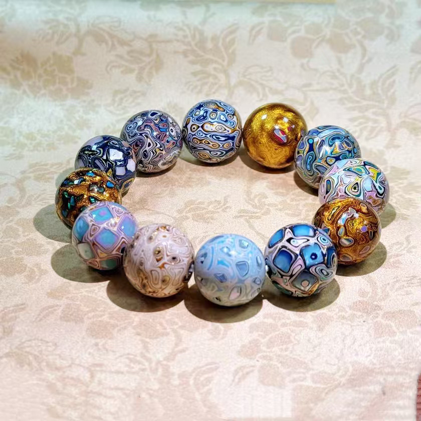 ハンドメイド ブレスレット バングル 漆器 漆塗り リストバンド 古代の技術 紫檀 螺鈿 オパール 誕生日 周年記念日