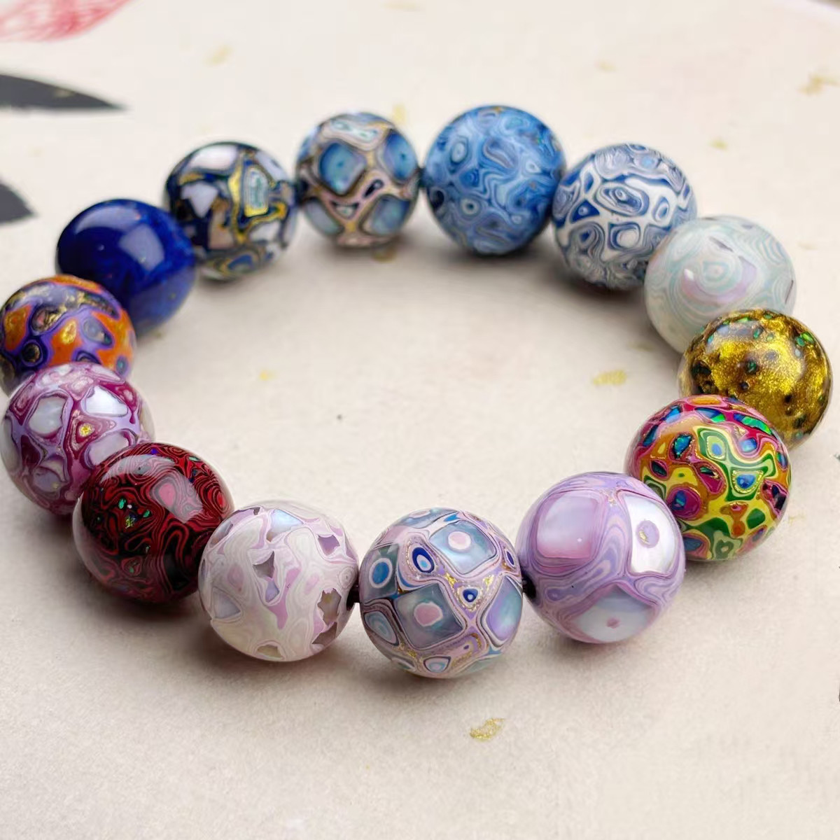 ハンドメイド ブレスレット バングル 漆器 漆塗り リストバンド 古代の技術 紫檀 螺鈿 オパール 誕生日 周年記念日