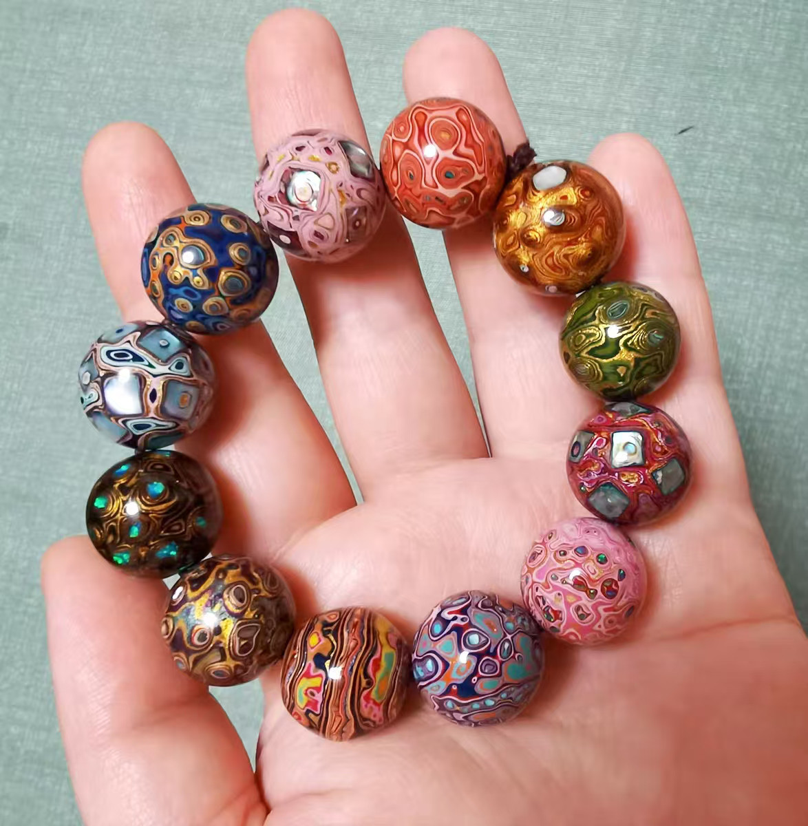 ハンドメイド ブレスレット バングル 漆器 漆塗り リストバンド 古代の技術 紫檀 螺鈿 オパール 誕生日 周年記念日