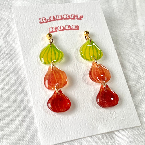 ピジョットカラー着せ替えピアス/イヤリング 淡路島玉ねぎのピアス/イヤリング＊水彩画＊暖色系 イヤリング