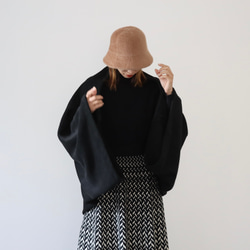 秋冬3way大人の高級メルトンフリースストール／ストールにもアウターにもブランケットにも使い方色々／ブラック 5枚目の画像