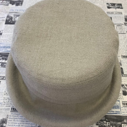 秋冬向けブリムハット（綾織リネンウール　ベージュ） 1枚目の画像