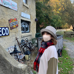 秋冬向けブリムハット（綾織リネンウール　ベージュ） 6枚目の画像