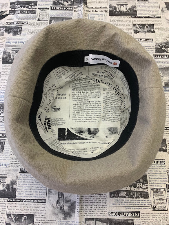 秋冬向けブリムハット（綾織リネンウール　ベージュ） 2枚目の画像