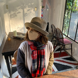 秋冬向けブリムハット（綾織リネンウール　ベージュ） 4枚目の画像