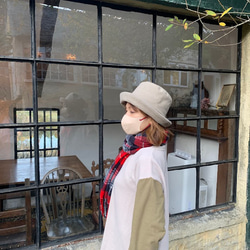 秋冬向けブリムハット（綾織リネンウール　ベージュ） 3枚目の画像