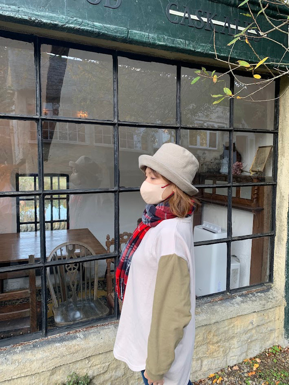 秋冬向けブリムハット（綾織リネンウール　ベージュ） 3枚目の画像