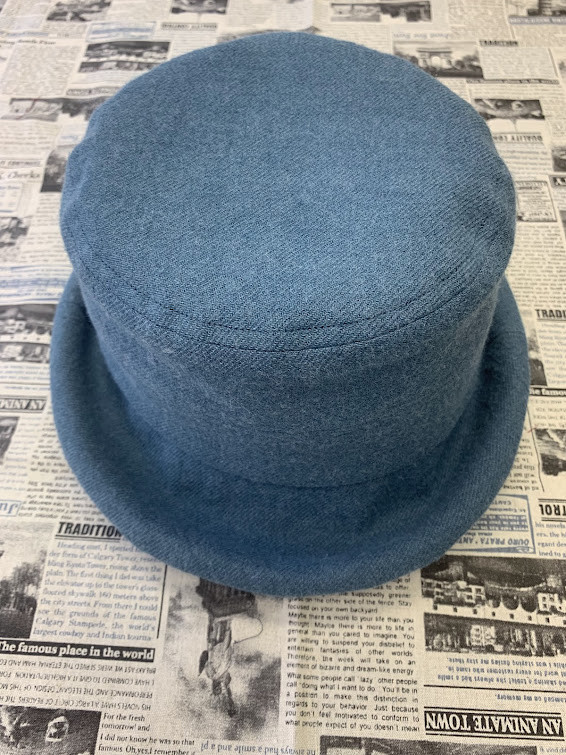 秋冬向けブリムハット（綾織リネンウール　ターコイズブルー）