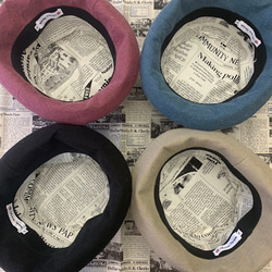 秋冬向けブリムハット（綾織リネンウール　ピンク） 11枚目の画像