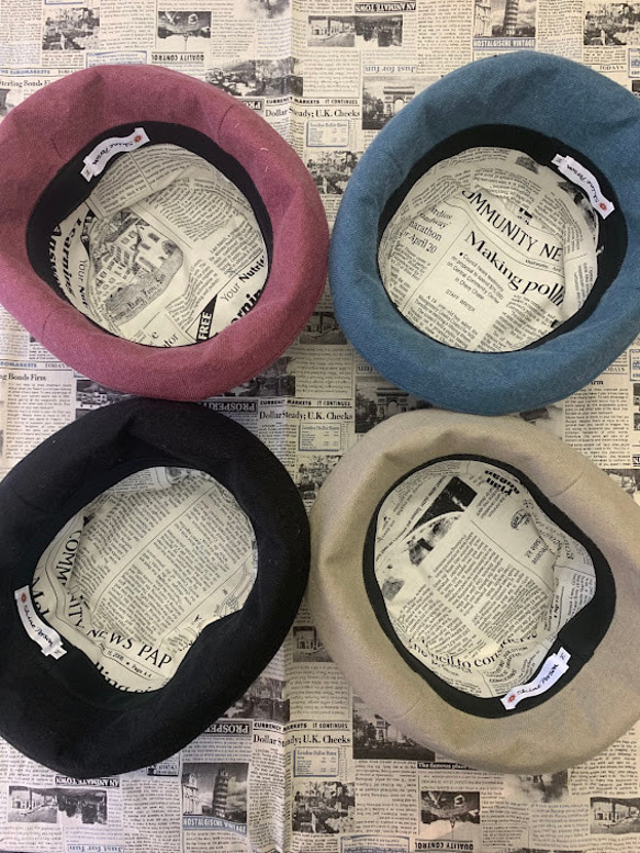 秋冬向けブリムハット（綾織リネンウール　ピンク） 11枚目の画像