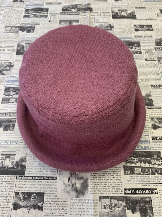 秋冬向けブリムハット（綾織リネンウール　ピンク）