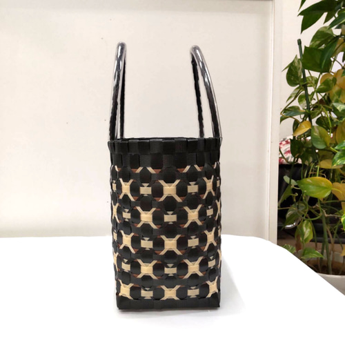 ppバンド プラカゴ かごバッグ お出掛けに！黒と焦げ茶とベージュ かご